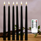 Halloween LED Black Taper Candles With Remote Control - 6 or 12 Pieces, Flameless Electronic 28cm/11 inch Window Candlesticks - candletown.net